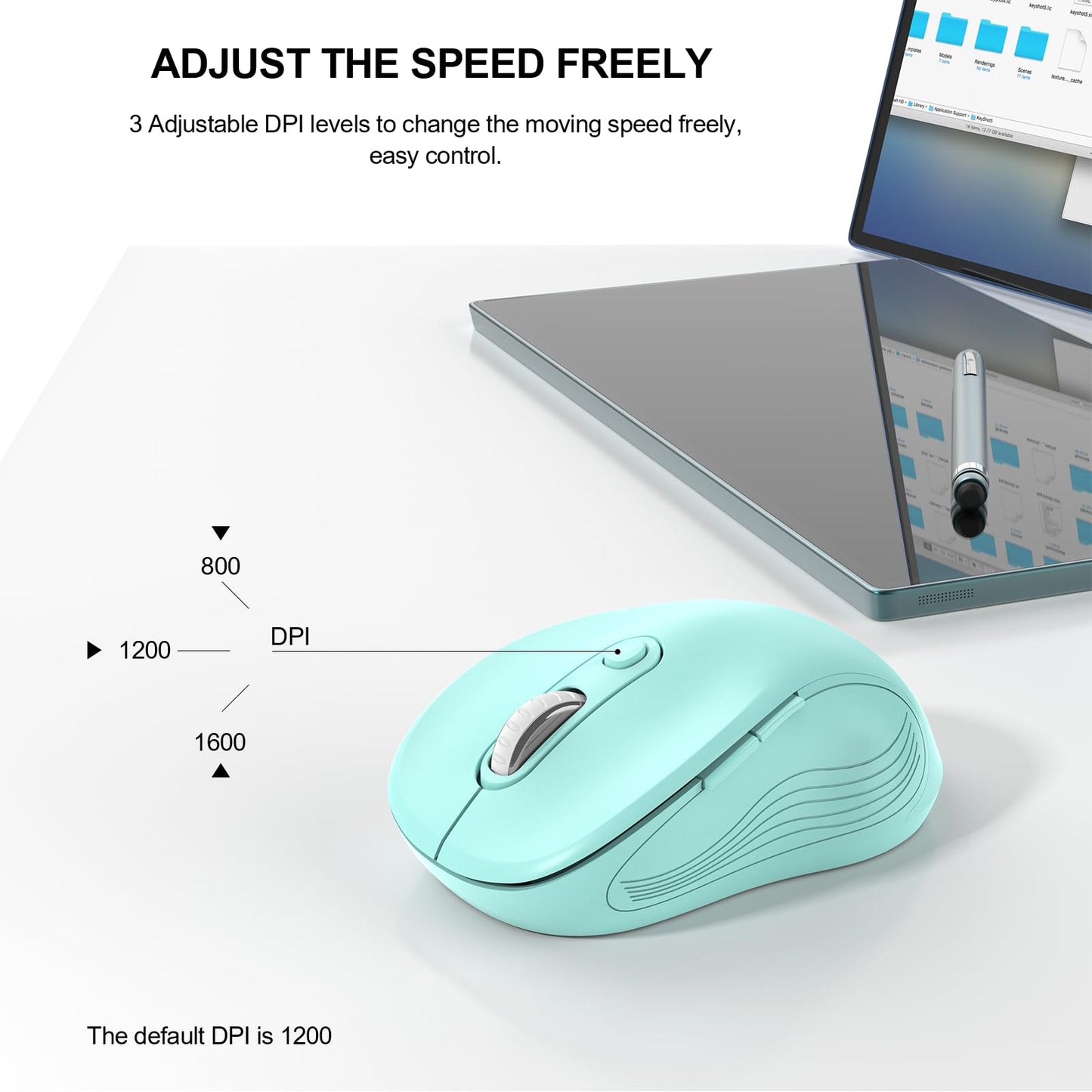 WisFox 2.4G Wireless Mouse for Laptop, Ergonomic Computer Mouse with USB Receiver and 3 Adjustable Levels, 6 Button Wireless Mice for Windows Mac PC Notebook (Grey)
