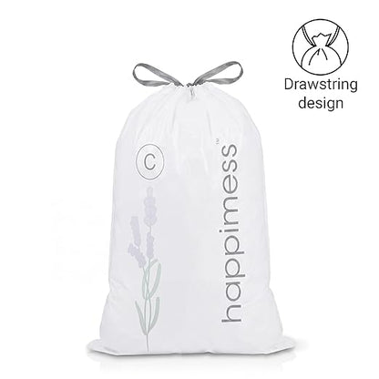 happimess 13.2 Gallon Drawstring Trash Bags, Lavender Scent, Heavy Duty MDPE