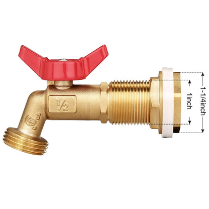 WADEO Rain Barrel Spigot, Brass Water Spigot with Bulkhead Fitting, Rain Water Faucet Kit with Thread Tape
