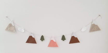 Ella & Max Kids Nursery Decor Mountain Garland Banner, Terra Cotta Woodland Theme, Rustic Felt Bunting, Handmade in USA