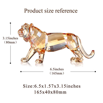 DOJOZ Crystal Tiger Figurine Animals Craft Home Decor Ornaments Collectible Birthday New Year Gifts (Gold)