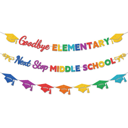 Lednica 5th Grade Graduation Decorations, Elementary Graduation Banner, Class of 2026 Goodbye Elementary Next Stop Middle School Party Supplies, Classroom Decor & Photo Props