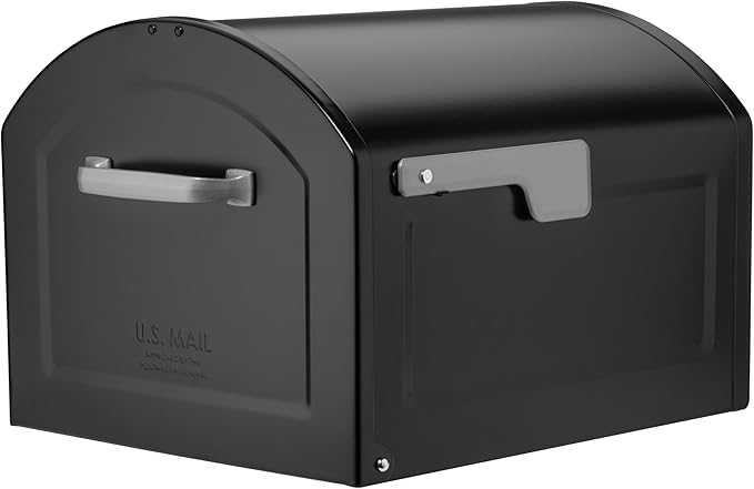 Architectural Mailboxes 950020B-10 Centennial Postmount Mailbox, XL, Black | Galvanized steel build for outside with rust-resistant powder-coat finish and a magnetic door closure. USPS approved.