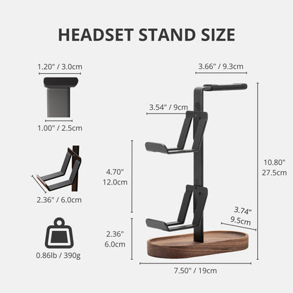 muso wood 2-in-1 Gaming Controller Stand, Headphone Holder, Desktop Headset Stand for Game Controllers and PC Earphone Accessories