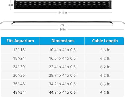 NICREW ClassicLED Plus LED Aquarium Light with Timer, 32 Watts, for 48 to 54 Inch Fish Tank Light, Daylight and Moonlight Cycle