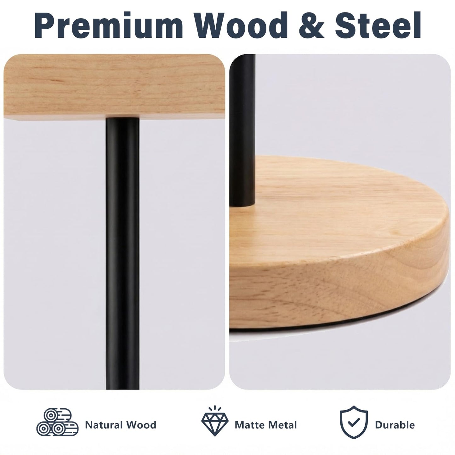 MTKITDER Wood & Metal Headphone Stand, Desktop Headset Holder with Stable Non-Slip Bamboo Base, Universal Headphone Hanger for Gaming Headsets, Office Desk, Home, Gift