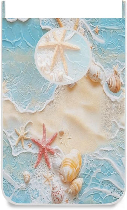 Blue Beach Sea Star Shell Summer Hanging Laundry Hamper Door Hampers Bag Basket