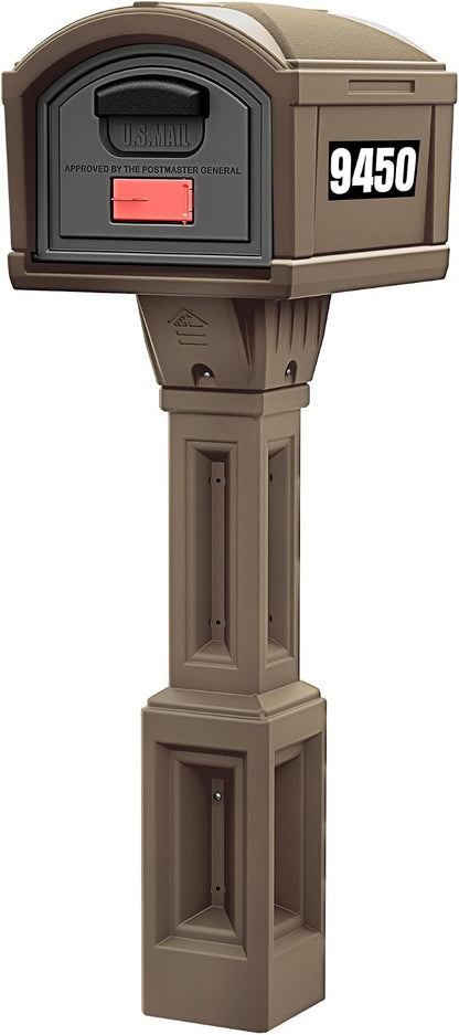 Simplay3 USPS T4 Extra Large Capacity XL Mailbox and Post Cover with Durable Double-Wall Construction, Weather-Resistant Design, Driftwood, Made in the USA