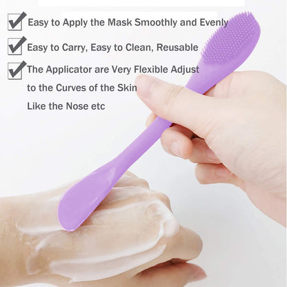 Facial Cleansing Brush, 2 in 1 Silicone Face Mask Brush & Face Scrubber, For Exfoliating, Massaging, Remove Blackheads, Makeup Skincare Removal, Applicator for Mud, Clay, Body Lotion, DIY Mask