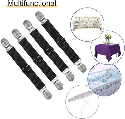 4Pcs Adjustable Crisscross Fitted Sheet Band Straps Grippers Suspenders