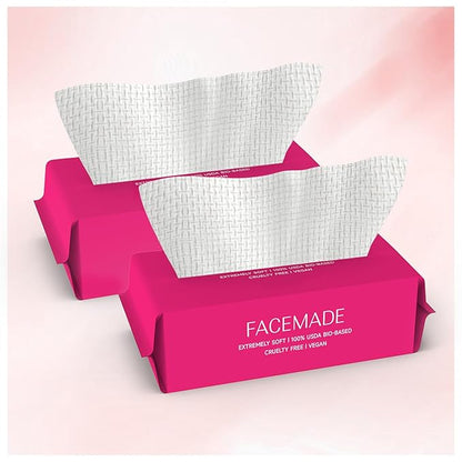 FACEMADE 100 Count Disposable Face Towels, Ultra Thick Face Towelettes