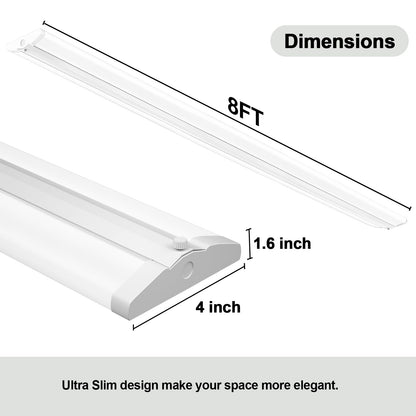 ANTLUX 8FT LED Shop Light, Ultra Slim LED Wraparounds 110W [6-lamp T8 Fluorescent Equiv.], 12500LM, 5000K, Commercial 8 Foot Strip Light, Flush Mount Garage Office Warehouse Ceiling Lighting, 6 Pack
