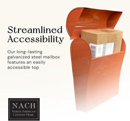 NACH Wall Mount Mailboxes for Outside, 11x4.5x12.5 in Terracotta Mail Boxes for House Outside, Waterproof Mailbox - Vicki-Style Mail Box