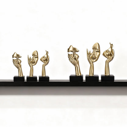 oliruim 3 Pcs Thinker Large Statue Set - Black Glod Art Abstract Home Accent Figurines for Living Room, Bedroom, Shelves, Office Desktop, Coffee Table Decor, Gift for Women (3 Pcs Black Glod, 9")