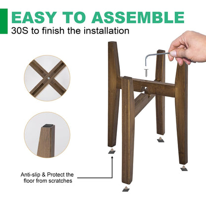 Rnined Plant Stand Indoor, Bamboo Plant Shelf, Adjustable Corner Plants Flower Holders Single Floor Plant Stand, Fits 8 to 12 Inches Pots,(Pot & Plant Not Included)(walnut)