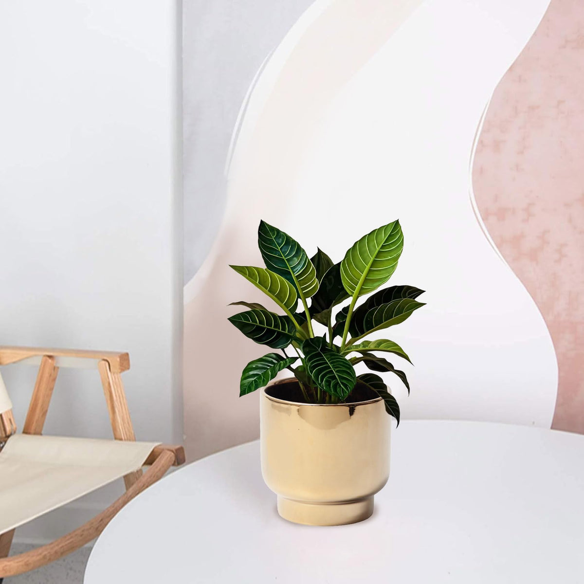 LB Gold Ceramic Planters for Indoor Plants, Succulent Plant Pots Ceramic Flower Pots, Modern Plant Pot for Living Room Office Home Decor, Round Flower Pot of 4.3 Inch(Plant Not Included)