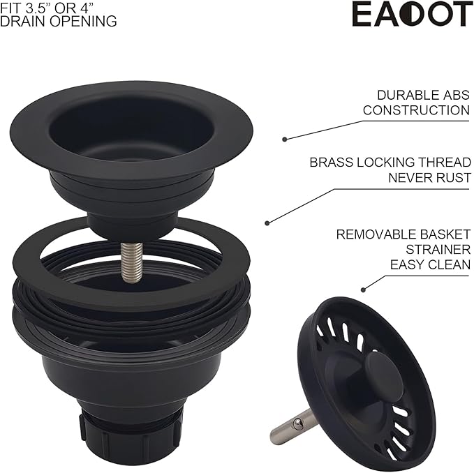 Black Polymer Drain Kitchen Sink Drain Assembly