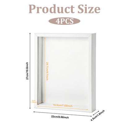 HANLANXUE 4 Pack 8 x 10 Shadow Box Frame, Shadow Boxes Display Cases 3D Wood Deep Shadowbox for Photos, Dried Flowers, Handicrafts Picture Frames for Wall Tabletop(White)