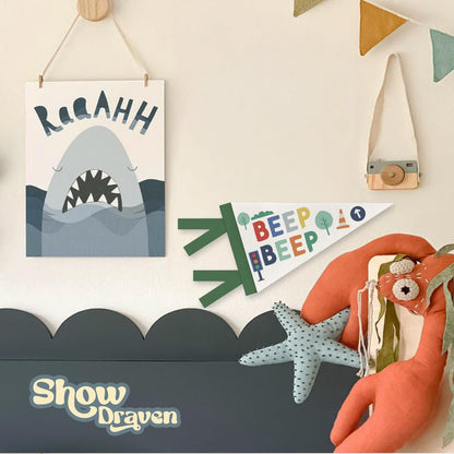 ShowDraven kids Playroom Decor Banner Wall Art,Kids Room Felt Banner Wall Art Decor for Playroom,Homeschool，Toddler Boys Girls Room,Nursery 8x17 Inch