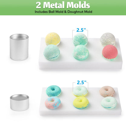 Bath Bomb Press Machine Easy Demolding Design Includes Premium Aluminum Bath Bombs Molds Home DIY Bath Bomb Making Kits for Shower Steamers and Shampoo Bars
