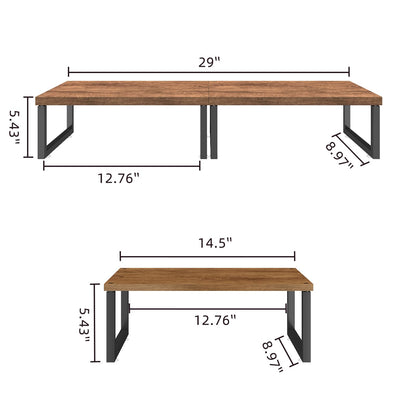 Simple Trending 2 Pack Monitor Stand Riser, Wood Desk Storage Organizer for Office Laptop, Computer, Antique Brown