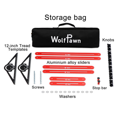 WolfPawn Stair Tread Template Tool,8-72 Inches Aluminum Alloy Stair Measuring Tool,Adjustable Length Stair Tread Tool for Measuring & Scribe,Compatible with Most Layout Projects for Home Wood Working