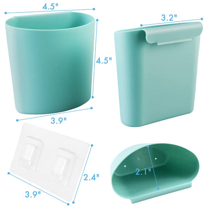 POPU BERRY 4 Pack Wall Caddy Pen Holders, Pink & Green Pencil Cups Organizer for Marker/Remote/Crayon/White Board, with Adhesive Stickers, Office Craft Class Kids Room Art Rolling Cart Hanging Cups