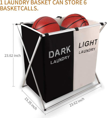Nicesail Laundry Basket 2 Section Hamper Washing Storage Basket Bag, Folding