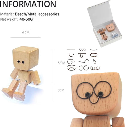 Froklic Shaking Wooden Man,Shaking Wooden Man Figurine with 12 Magnetic Expressions,3 Pcs Funny Dashboard Figurine,Handmade Wobble Doll for Car Accessories and Desk Decoration(3 Pcs)