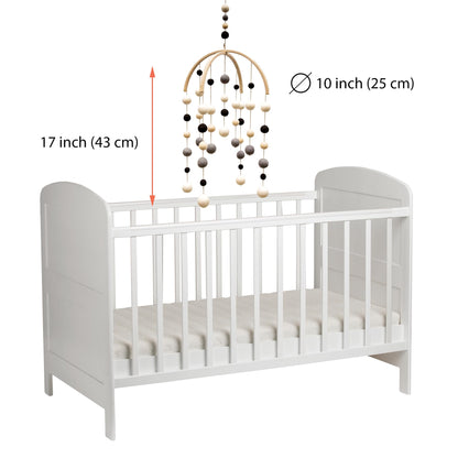 GLACIART ONE Black and White Baby Crib Mobile | Safe High Contrast Wool Toys, Neutral Room Decor for Boy & Girl | Develops Cognitive, Visual & Motor Skills | Great Gift Idea