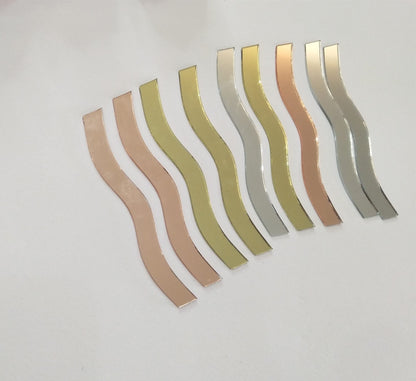 100pcs of 3’’ Wave Glass Mirror Mosaic,Wavy Rectangle Mirror Mosaic Tile for Art Craft Projects (Silver Mirror)