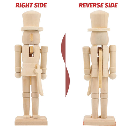 3Pcs Christmas Wooden Unfinished Nutcracker Figurines DIY Blank Unpainted Nutcracker Puppet Walnut Soldier Ornament Decoration, 7 Inch