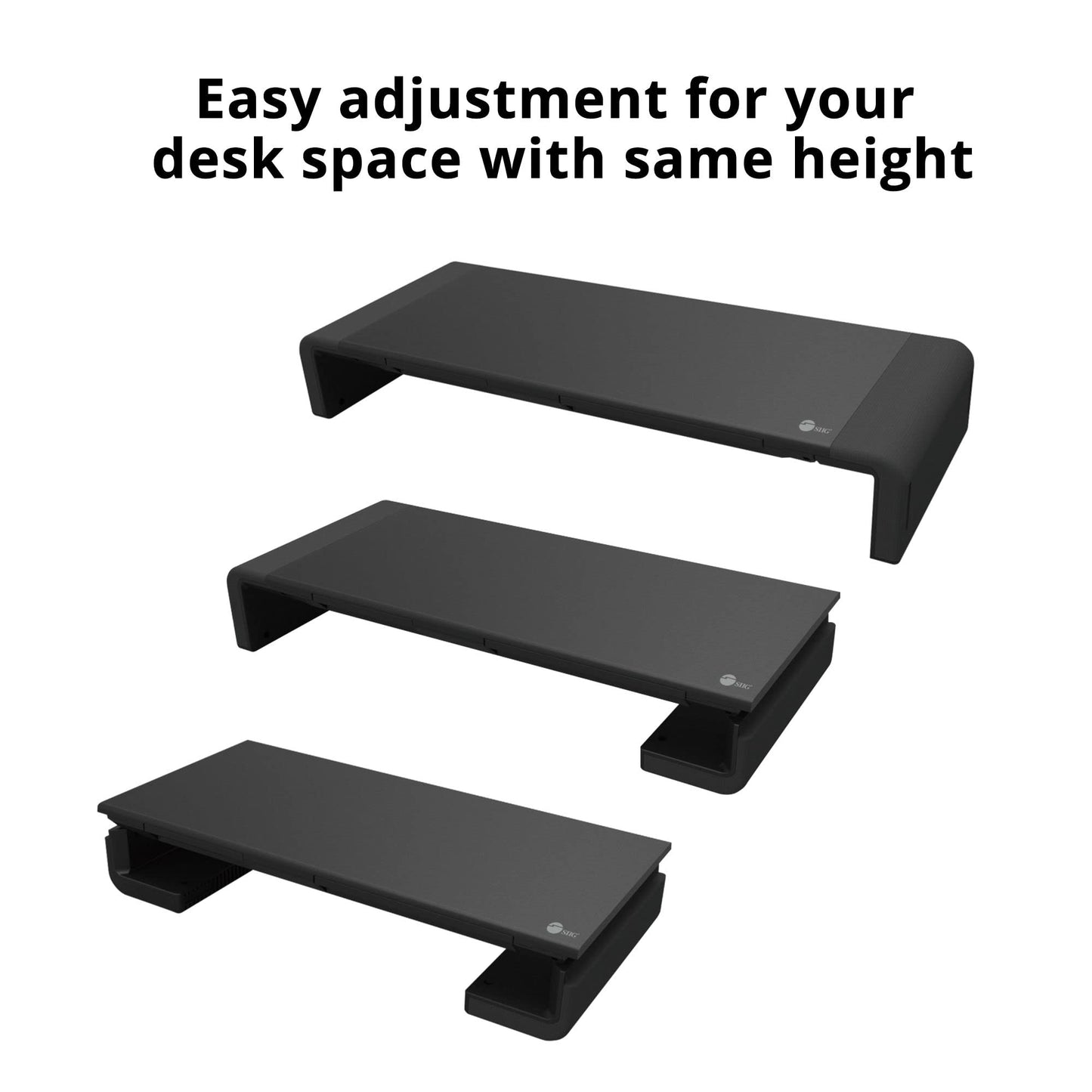 SIIG 20.5" Monitor and Laptop Stand Riser for Desk with Phone Stand and Storage, Width Adjustable 16.5" to 20.5", Max Weight 55lbs, 7.87" Depth (CE-MT2P12-S1)