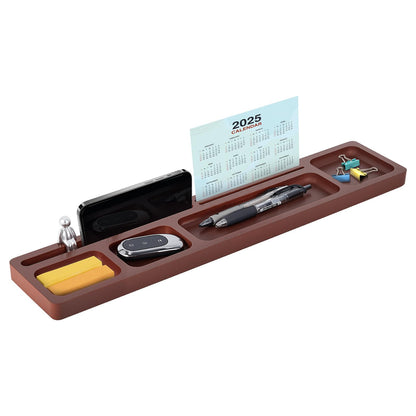 Valet Tray for Men – EDC Desk Organizer with Phone & Tablet Stand, Wooden Catchall for Watch Wallet Keys, Multi-Functional Office Desktop Storage, Gift for Husband Dad Groomsman