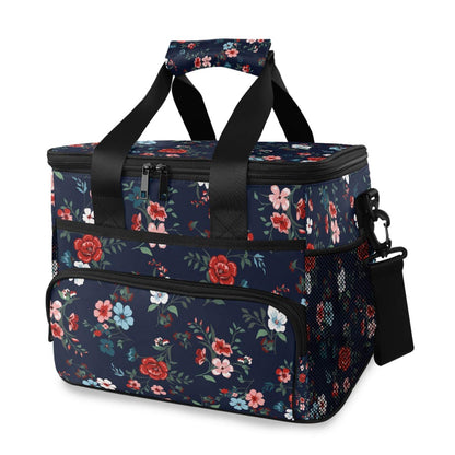 JUMBEAR 15L Leakproof Reusable Insulated Cooler Lunch Bag Office Work Picnic Hiking Beach Lunch Box Organizer with Adjustable Shoulder Strap, Rose Floral
