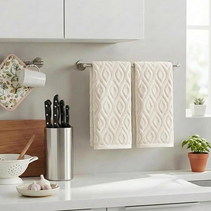 Artoid Mode 2 Pcs Beige 3D Diamond Grid Jacquard Hand Towels