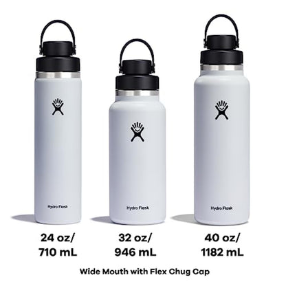 Hydro Flask Water Bottle - Insulated Stainless Steel - Wide Mouth Chug Lid, Non Spill, Leakproof in 32 Oz Cascade Blue
