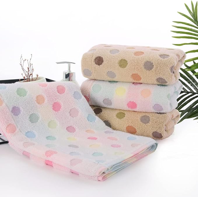 Pidada Hand Towels Set of 4 Colorful Polka Dot Pattern 100% Cotton Soft