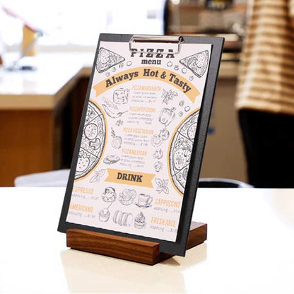 LZMS 4 Packs 9" x 12 1/2" Black Wood Color Clipboards, Menu Holder, Check Presenter with Clips - Suitable for Presenting Menus, Wine Lists and Daily Specials