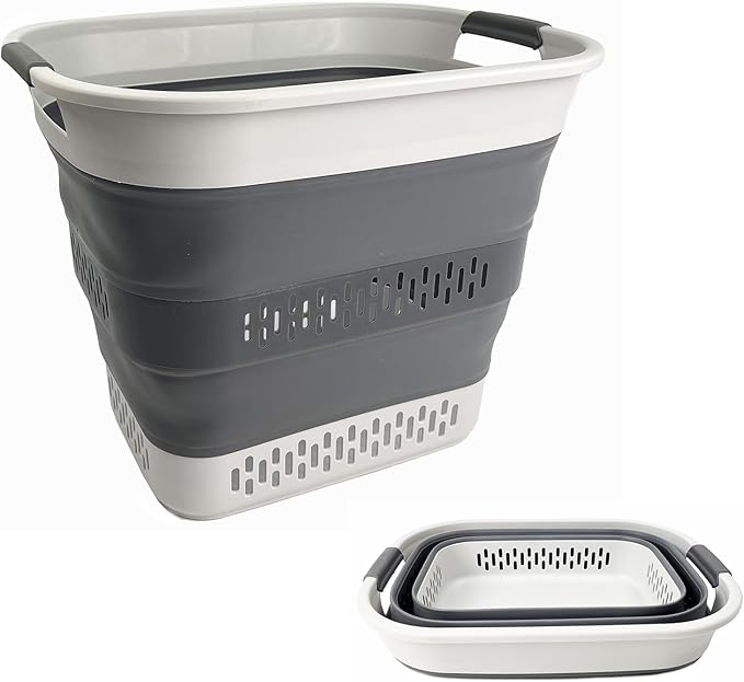 SAMMART 40L Collapsible Plastic Laundry Basket