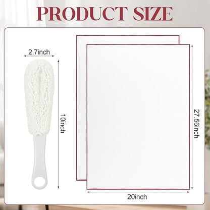 3 Pcs Wine Glass Cleaner Set Large Microfiber Polishing Cloths Wine Glass