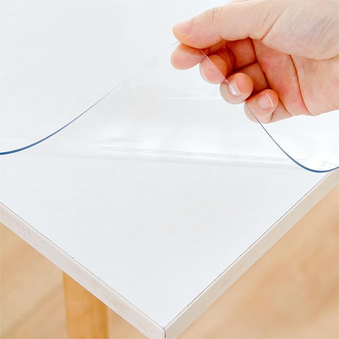 28 x 44 Inch Clear Table Cover Protector, 1.5mm Thick Plastic Waterproof Pad for Dining Room, Kitchen, Office