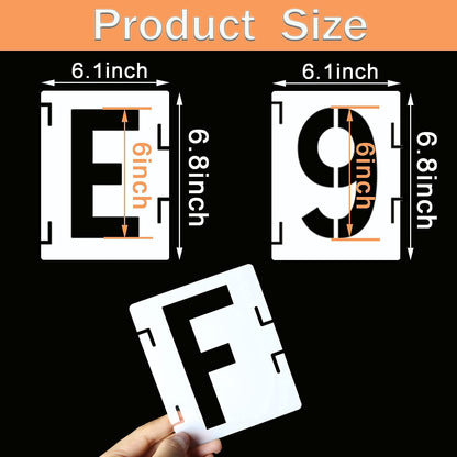 YEAJON 6 Inch Letter Stencils Symbol Numbers Craft Stencils, 42 Pcs Reusable Alphabet Templates Interlocking Stencil Kit for Painting on Wood, Wall, Fabric, Rock, Chalkboard, Sign, DIY Art Projects