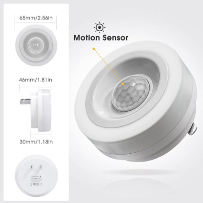 Briignite Motion Sensor Night Light, 4 Pack, Night Lights Plug into Wall, Auto On/Off Motion Activation Nightlight, Energy-Saving 0.6W LED, Daylight White, Ideal for Kids, Bedroom, Bathroom