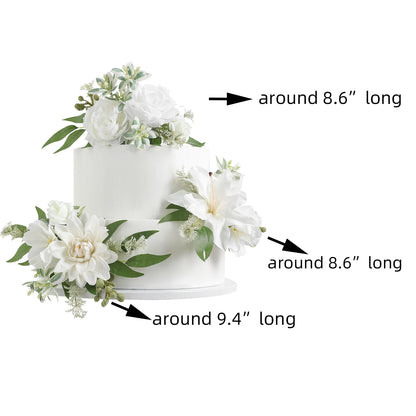 Serra Flora 3Pcs Pre-made Silk Flowers Cake Topper Wedding Artificial Flowers Decor Artificial Rose Cake Decorations for Birthday Baby Shower Engagement Anniversary Party Supplies.