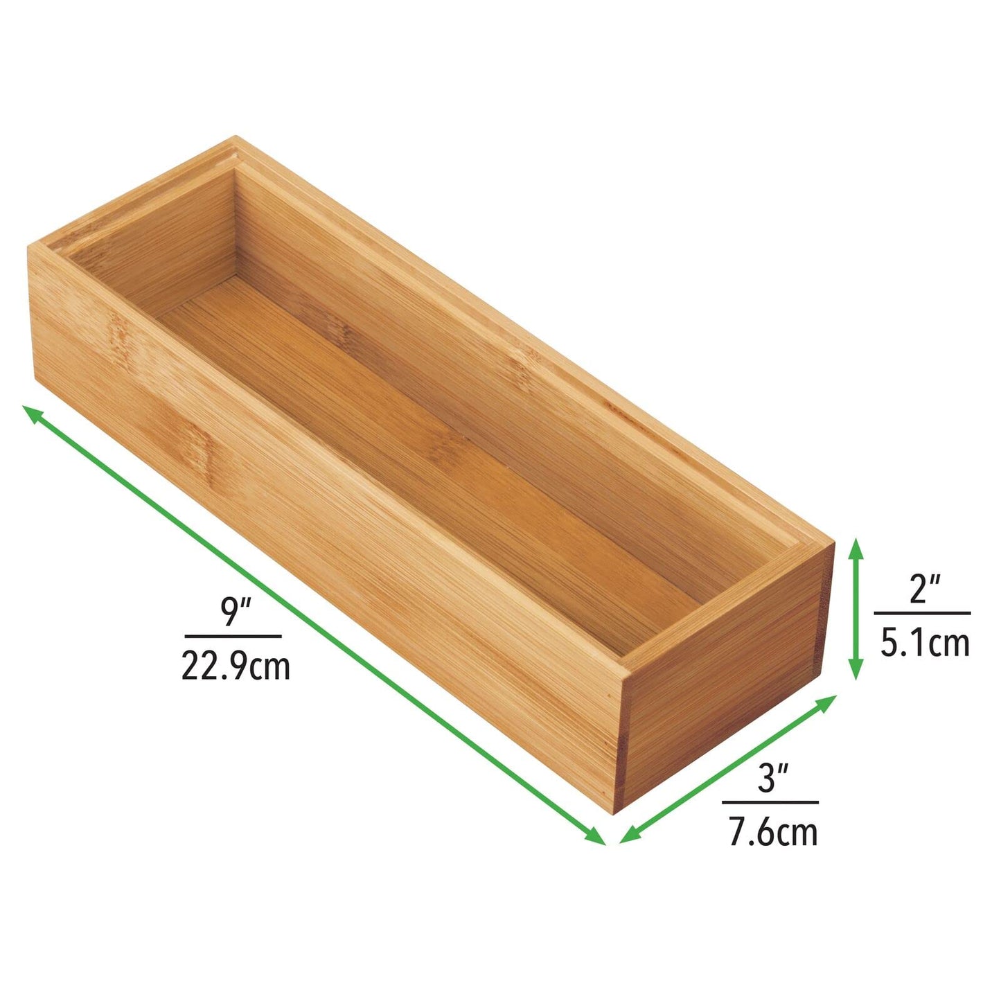 mDesign Wooden Bamboo Office Drawer Organizer Box Tray, Stackable Storage for Drawers, Cabinets, Shelves, Cubby, or Desktop, Hold Pens, Pencils, Supplies, Echo Collection, 2 Pack, Natural Wood Finish