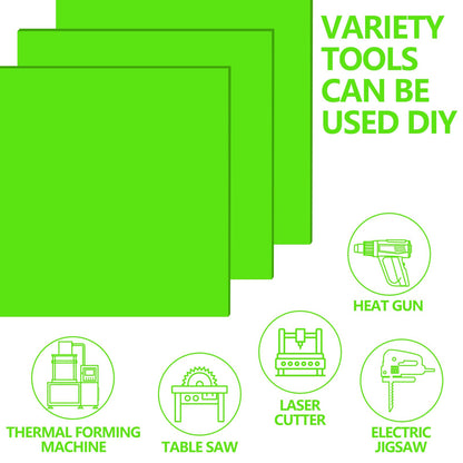 Frddiud 3 Pcs Green Acrylic Sheets, 12 x 12 x 1/8 Inch Laser Cutting Plastic Plexiglass Panel, Sheets for DIY Projects, Crafts Art Display, Signs (Green)