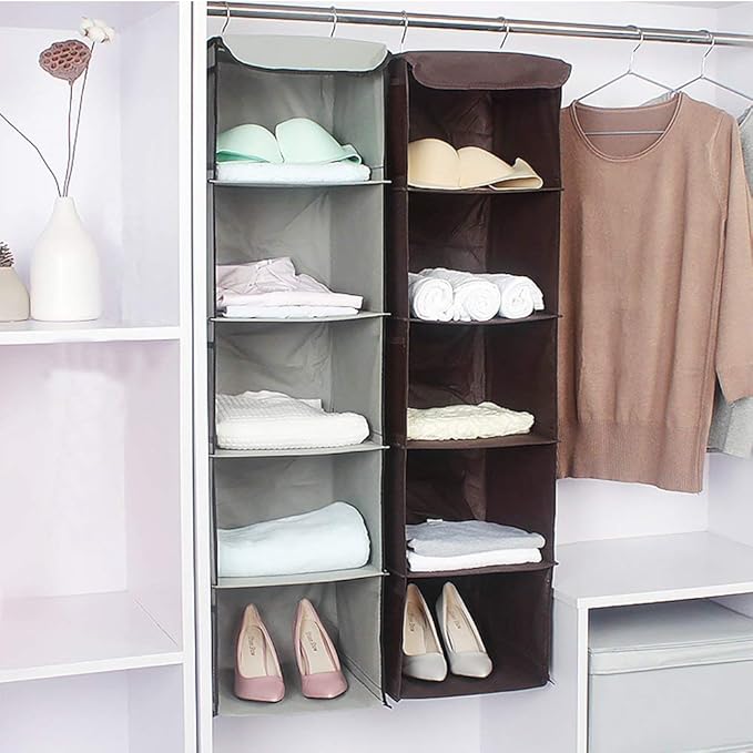 5 Shelves Hanging Closet Organizer, 2 Pack Hanging Storage