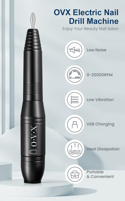 Portable Electric Nail Drill Machine, Professional 20000 RPM USB Manicure Pedicure Drills for Acrylic Nails Gel Polishing Shape Tools