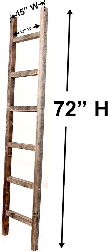 BARNWOODUSA Rustic Farmhouse Decorative Ladder - Our 6 ft Ladder can be Mounted Horizontally or Vertically and is Crafted from Upcycled Wood No Assembly Required Red